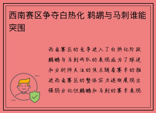 西南赛区争夺白热化 鹈鹕与马刺谁能突围
